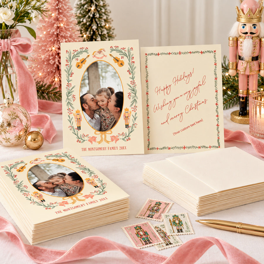 Vintage Nutcracker Personalized Christmas Photo Card