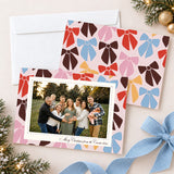 No Bow No Go Playful Pattern Christmas Photo Card