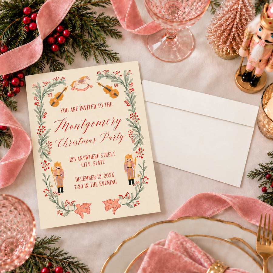 Vintage Nutcracker Christmas Party Invite
