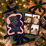 Festive Mistletoe Ribbon Personalized Christmas Photo Card