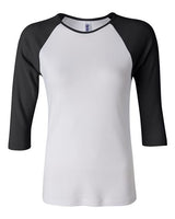 BELLA + CANVAS - Women’s 1X1 Baby Rib Raglan Three-Quarter Sleeve Tee - 2000b