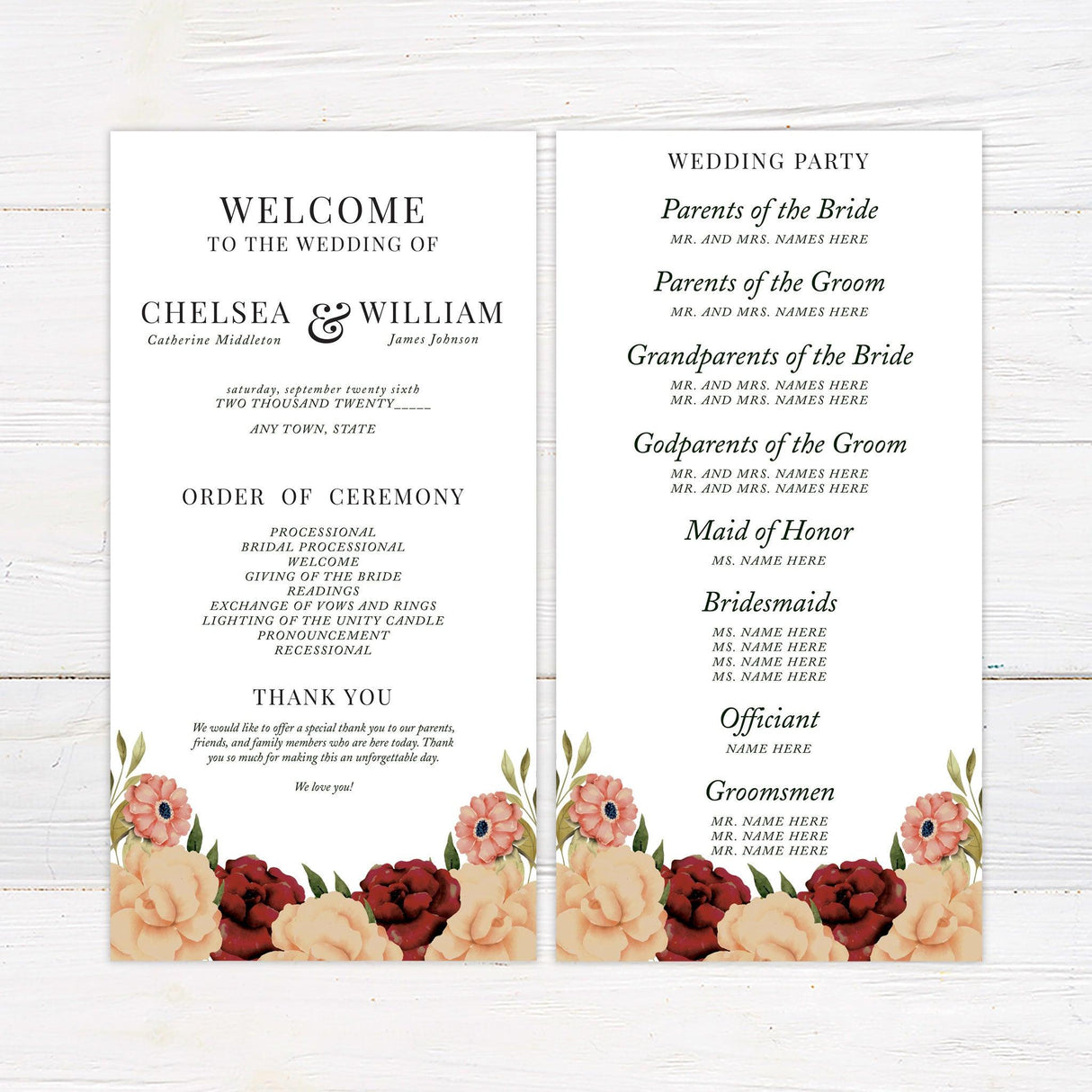 Ampersand Peach Floral Invitations - goprintplus