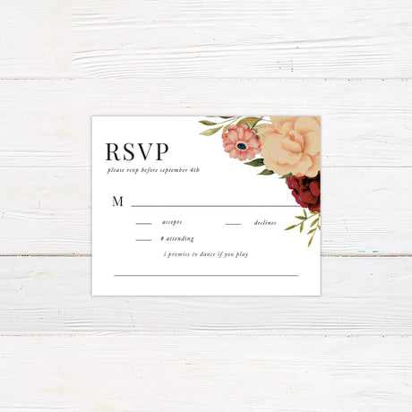 Ampersand Peach Floral Invitations - goprintplus