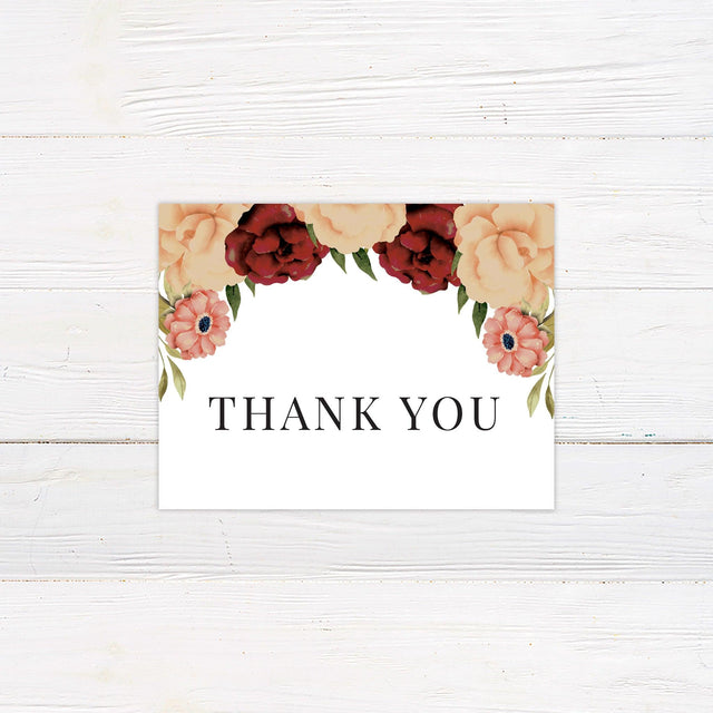 Ampersand Peach Floral Thank You Card - goprintplus