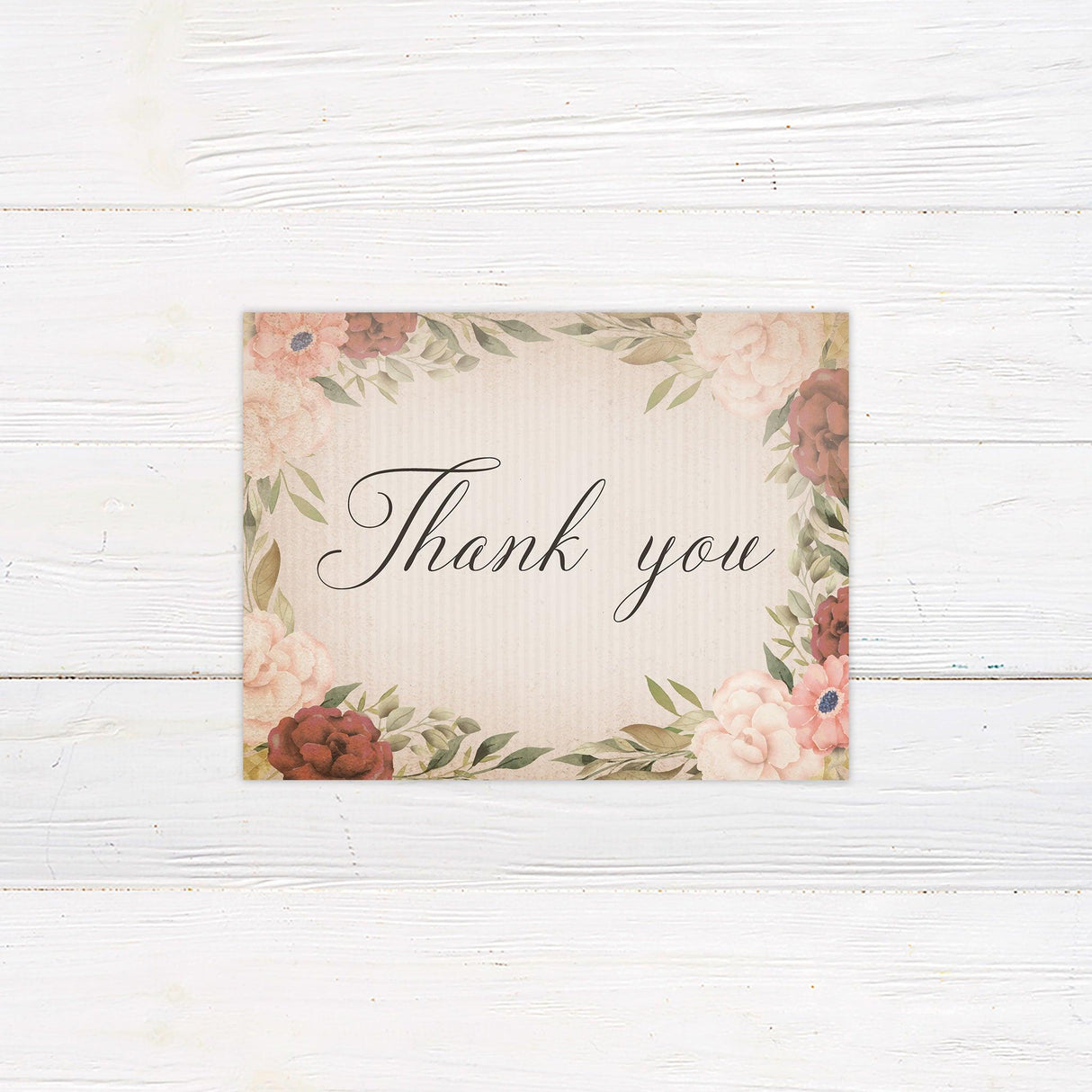 Antique Floral Thank You Card - goprintplus
