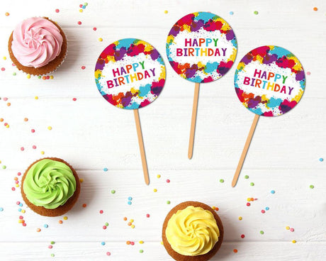 Art Birthday Cupcake Topper - goprintplus