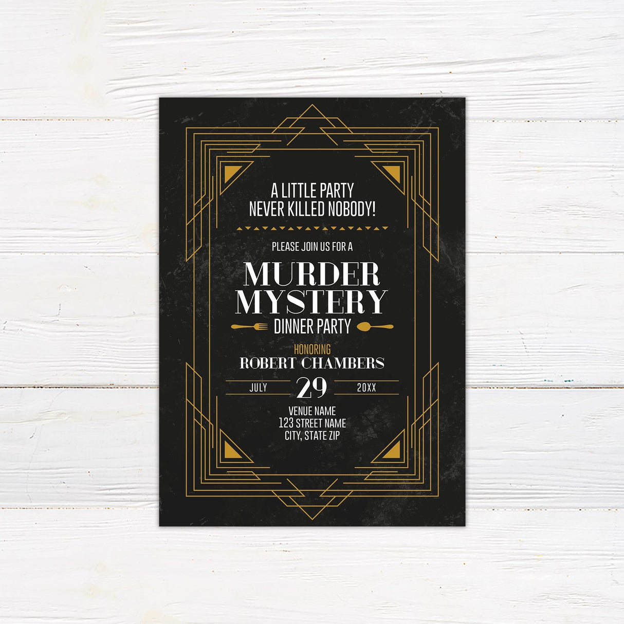 Art Deco Murder Mystery Invitation - goprintplus