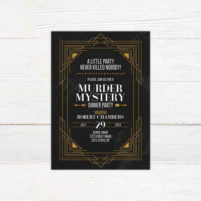 Art Deco Murder Mystery Invitation - goprintplus