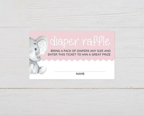 Girl Elephant Diaper Raffle Ticket - goprintplus