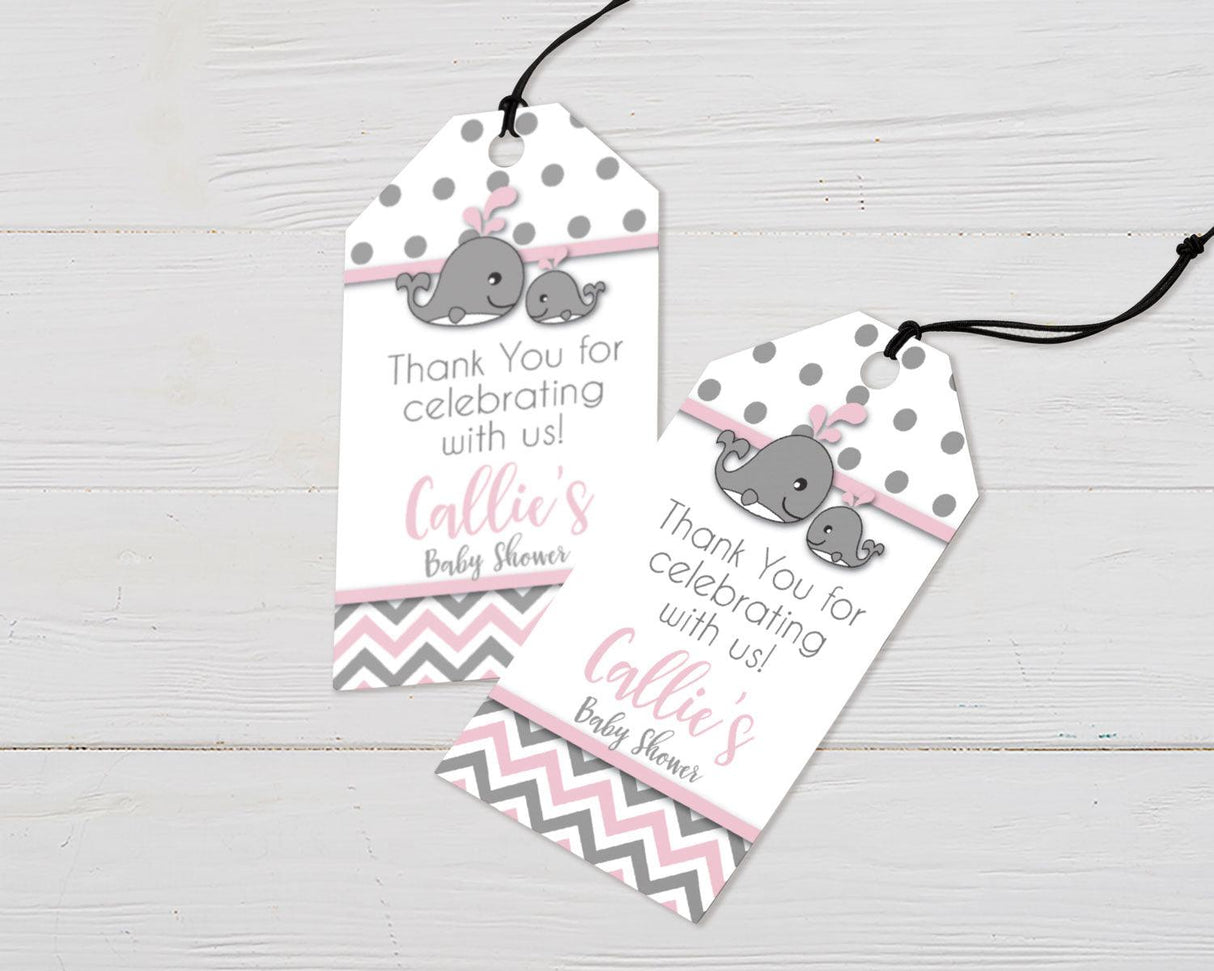 Pink Whales Favor Tags - goprintplus