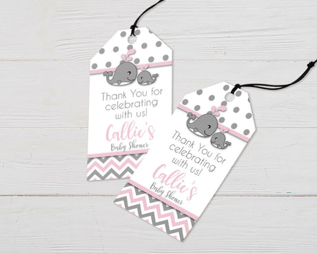 Pink Whales Favor Tags - goprintplus