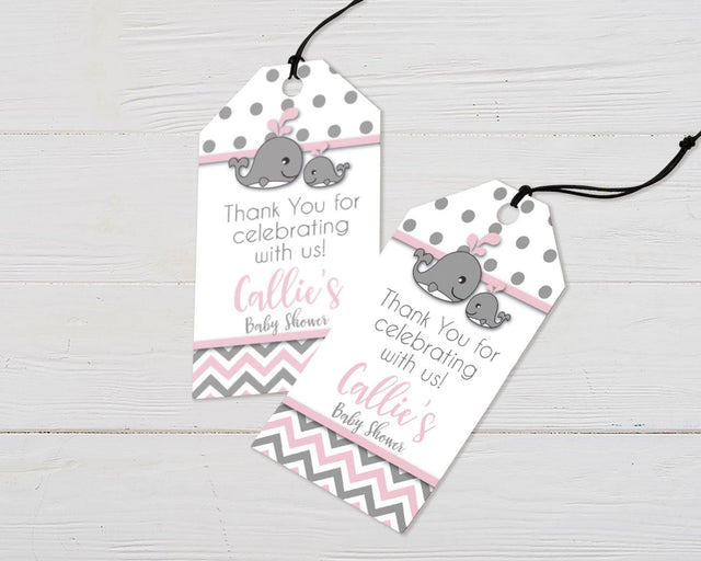 Pink Whales Favor Tags - goprintplus