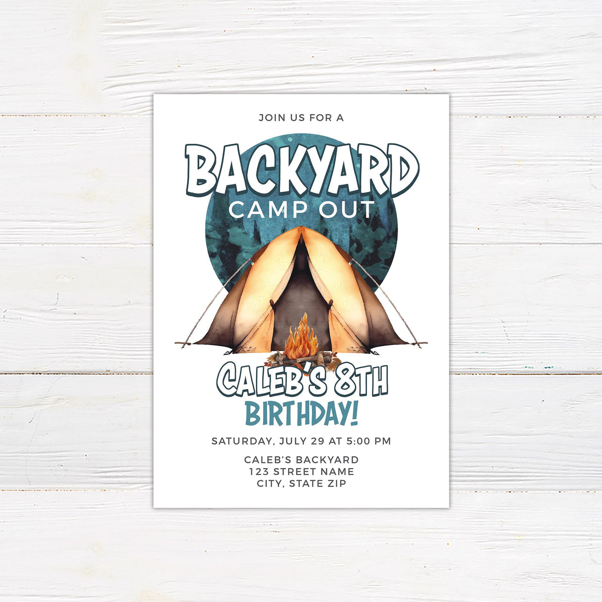 Backyard Camp Out Invitation