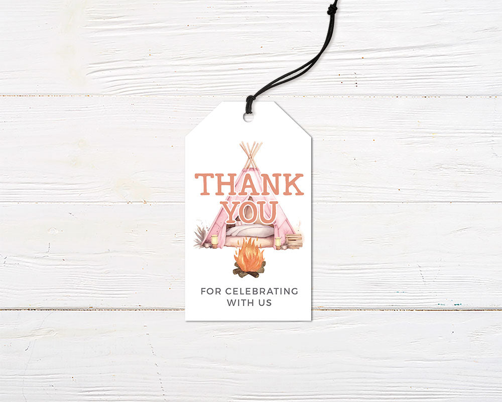 Backyard Camping Party Favor Tag