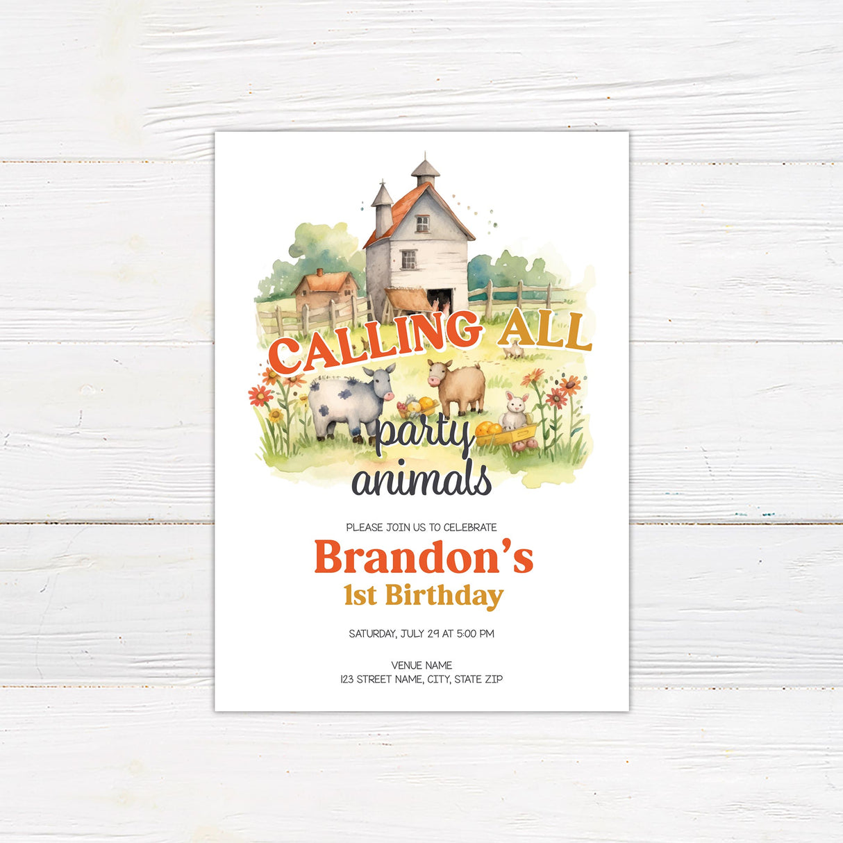 Barnyard Birthday Invitation