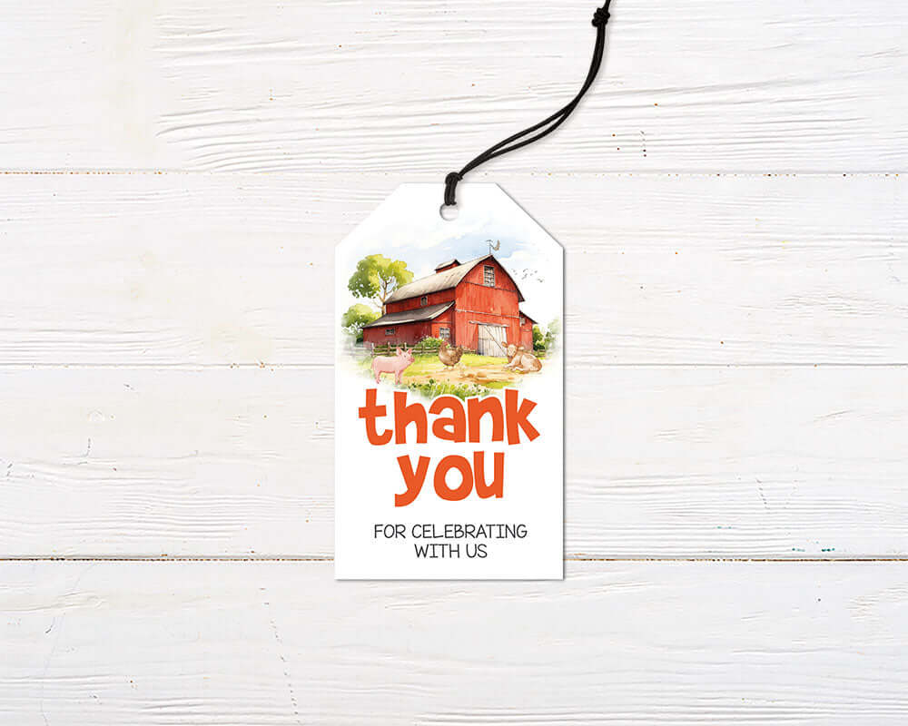 Etiqueta de recuerdo para fiesta de cumpleaños de granja | Go Print Plus, image size:1000x800