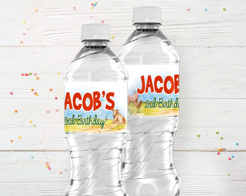 Barnyard Birthday Party Water Bottle Labels