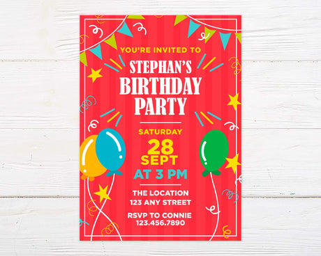 Birthday Balloons Invitation - goprintplus
