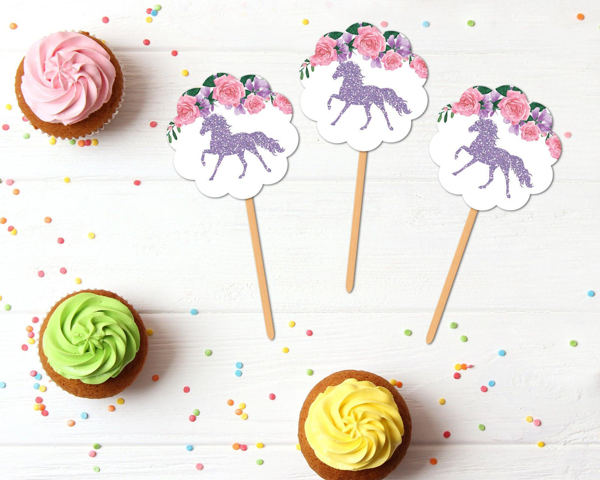 Purple Horse Cupcake Topper - goprintplus