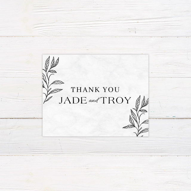 Black Leaves Thank You Card - goprintplus