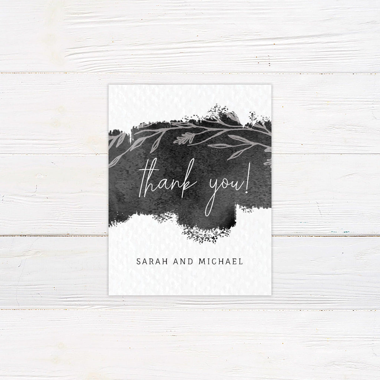 Black Wash Thank You Card - goprintplus