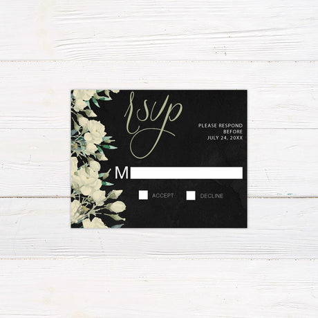 Black and Cream Floral Invitations - goprintplus