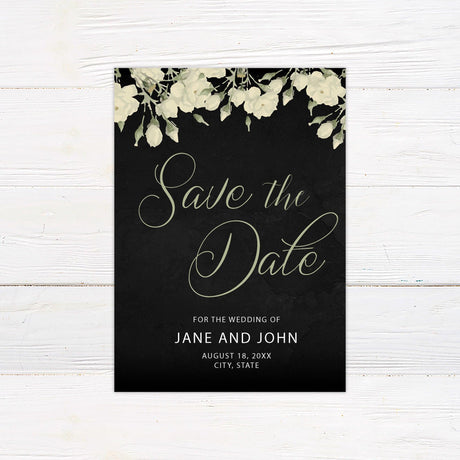 Black and Cream Floral Invitations - goprintplus