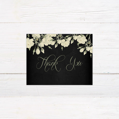 Black and Cream Floral Thank You Card - goprintplus