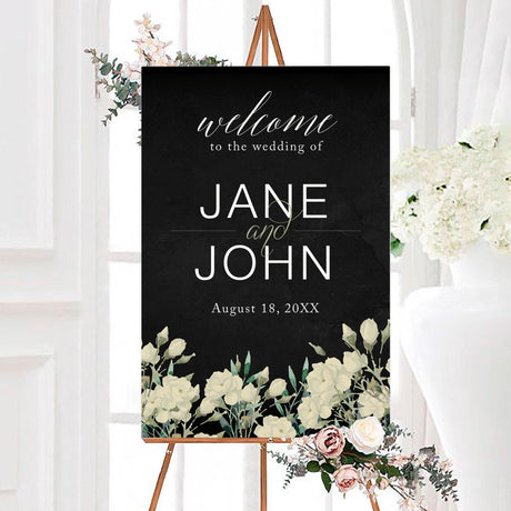 Black and Cream Floral Sign - goprintplus