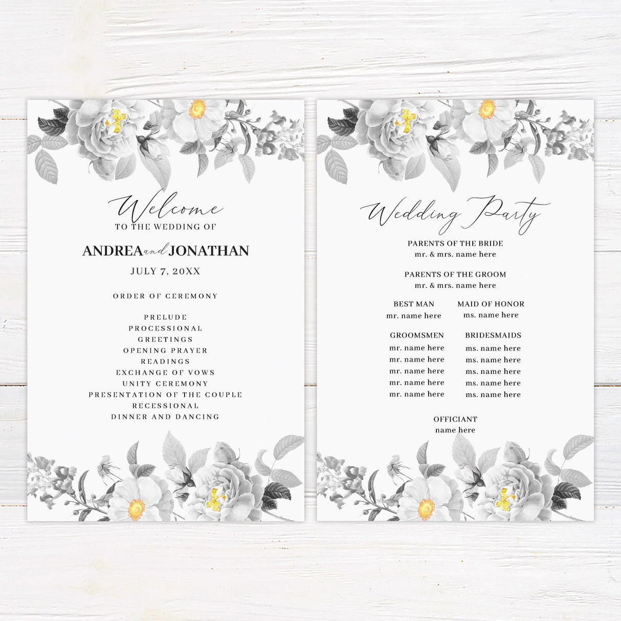 Black and Yellow Botanical Invitations - goprintplus