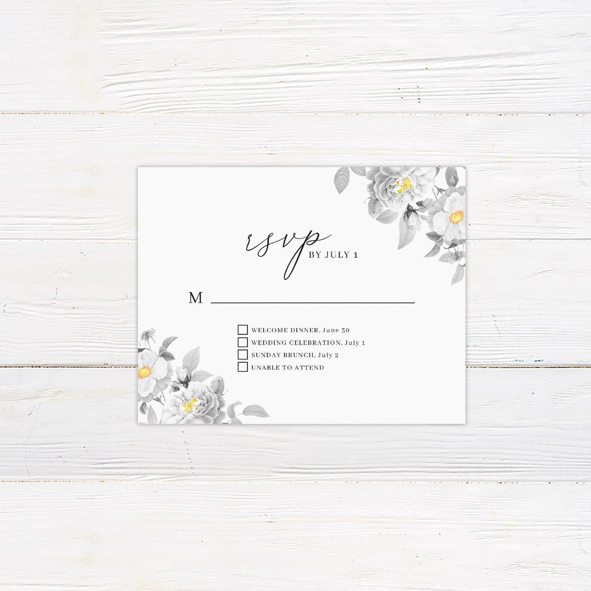 Black and Yellow Botanical Invitations - goprintplus