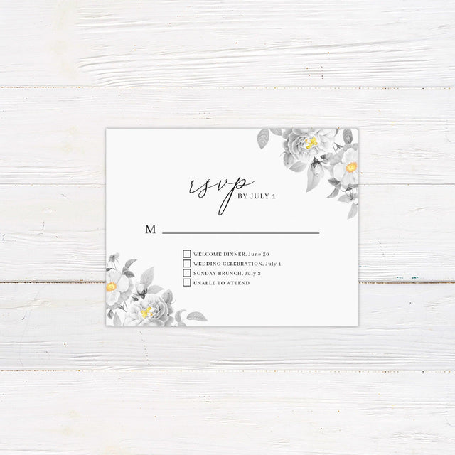 Black and Yellow Botanical RSVP - goprintplus