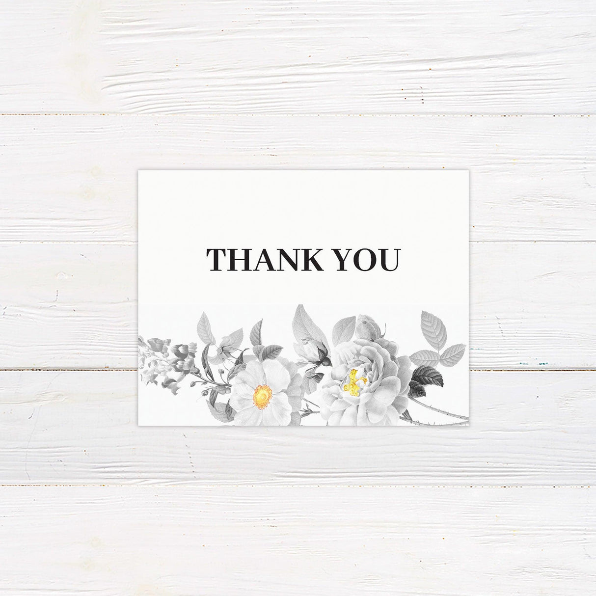 Black and Yellow Botanical Thank You Card - goprintplus