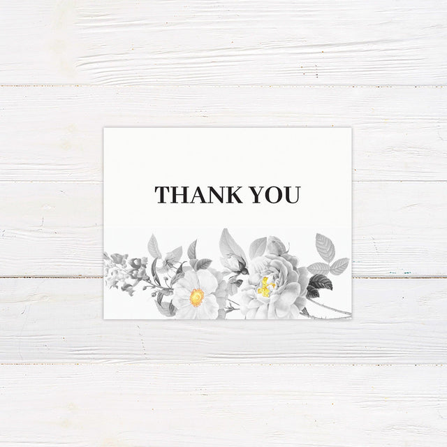 Black and Yellow Botanical Thank You Card - goprintplus