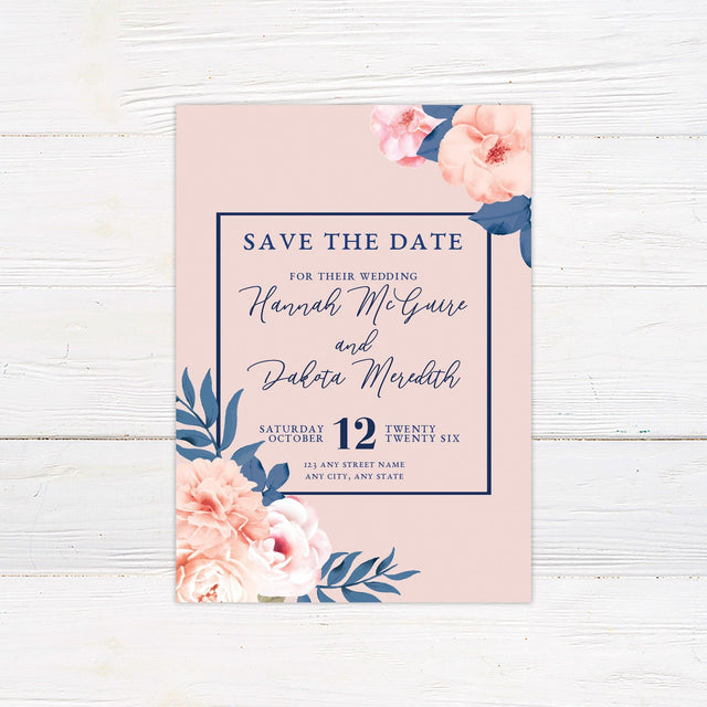 Blissful Peonies Save The Date - goprintplus