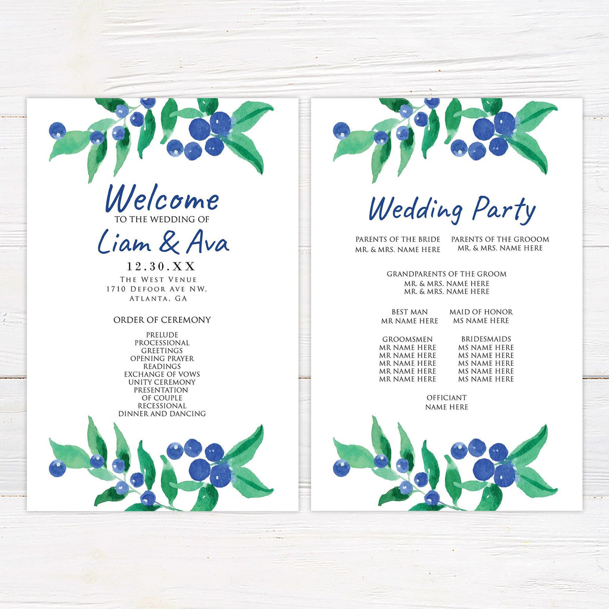 Blue Berry Invitations - goprintplus