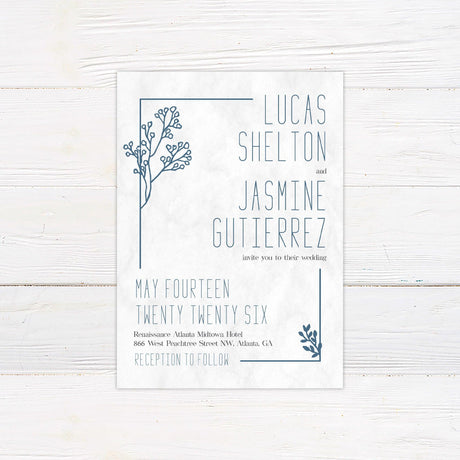 Blue Botanical Invitations - goprintplus