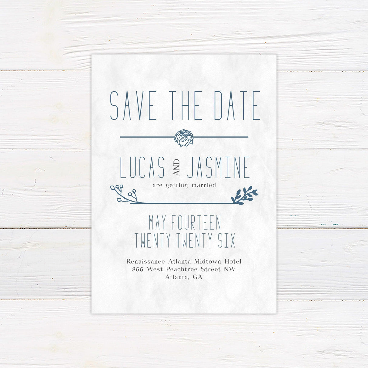 Blue Botanical Invitations - goprintplus