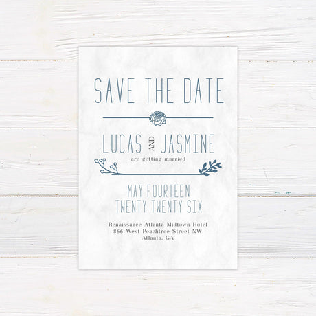 Blue Botanical Invitations - goprintplus