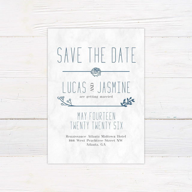 Blue Botanical Save The Date - goprintplus