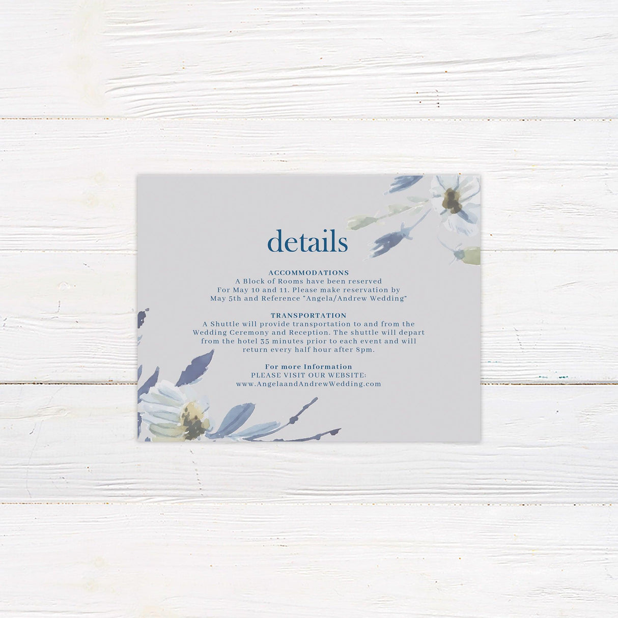 Blue Botanical Watercolor Details Cards - goprintplus