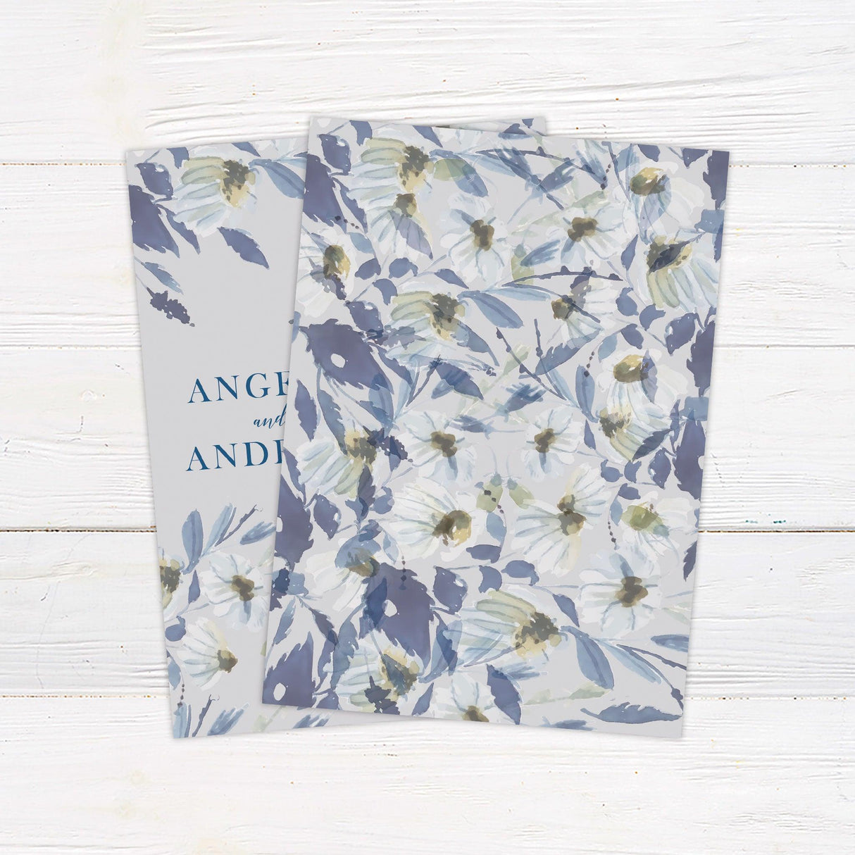 Blue Botanical Watercolor Invitations - goprintplus