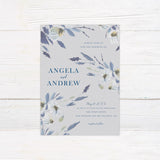 Blue Botanical Watercolor Invitations - goprintplus