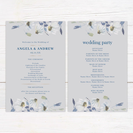 Blue Botanical Watercolor Invitations - goprintplus