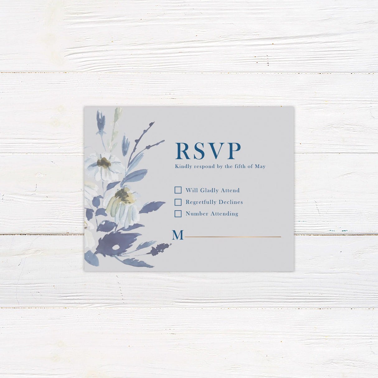 Blue Botanical Watercolor Invitations - goprintplus