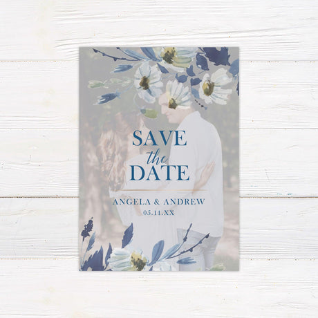 Blue Botanical Watercolor Invitations - goprintplus