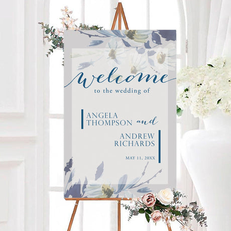 Blue Botanical Watercolor Invitations - goprintplus