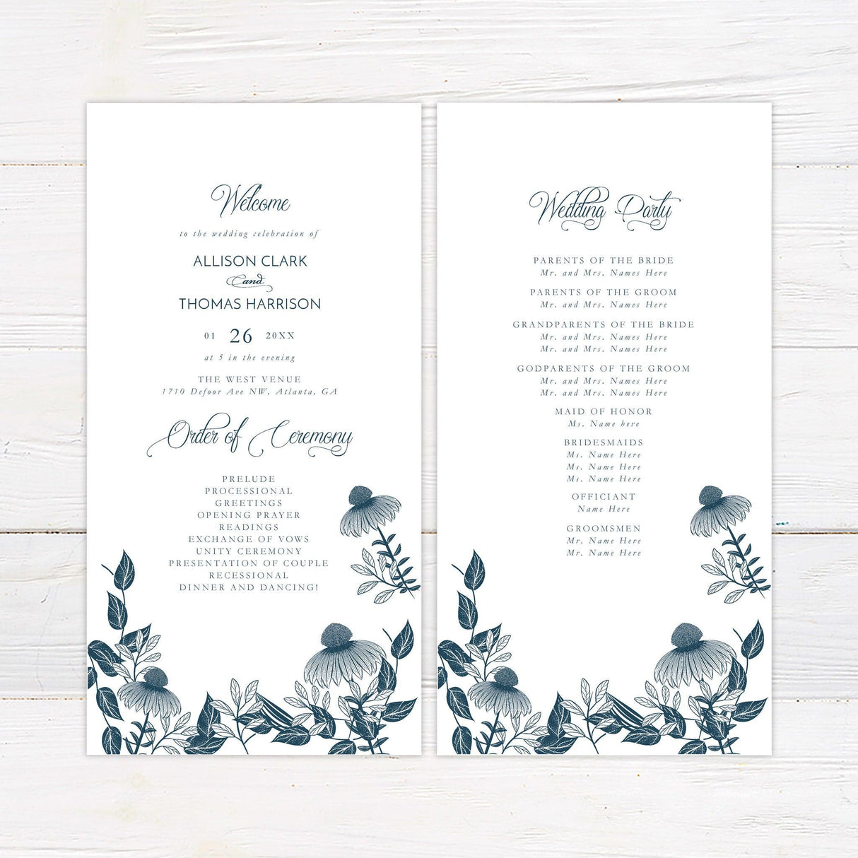 Blue Coneflower Invitation - goprintplus