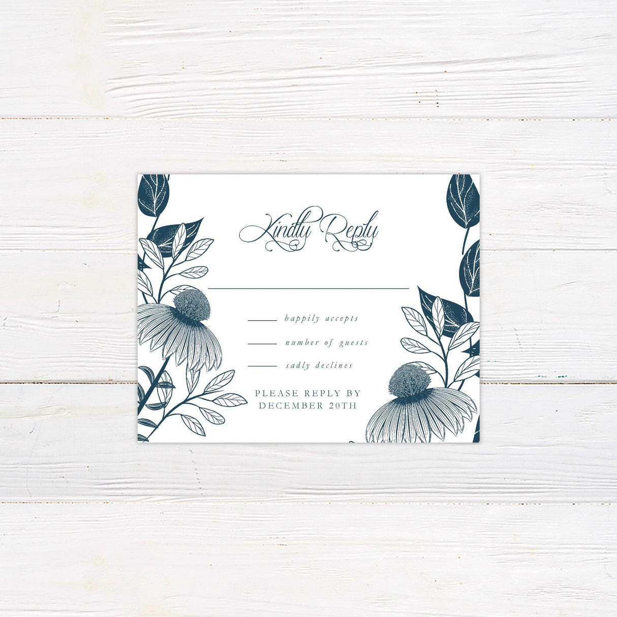 Blue Coneflower Invitation - goprintplus