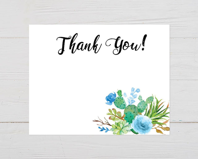 Blue Cacti Thank You Card - goprintplus